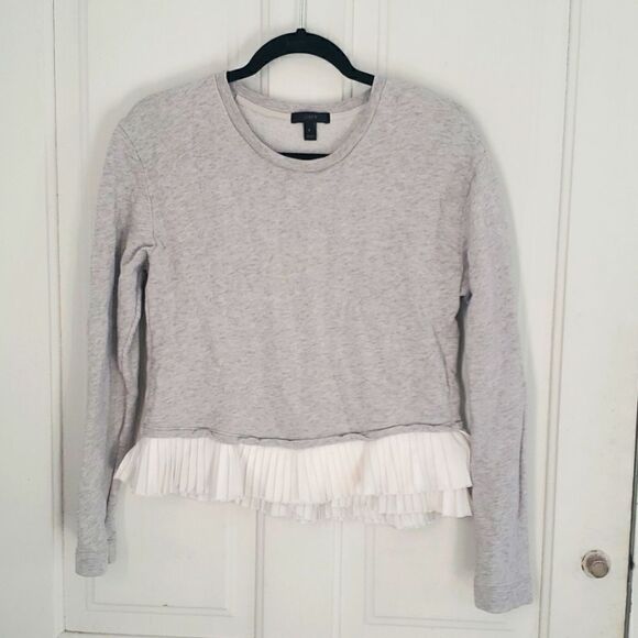 J. Crew Ruffled Cropped Sweatshirt - Picture 1 of 7